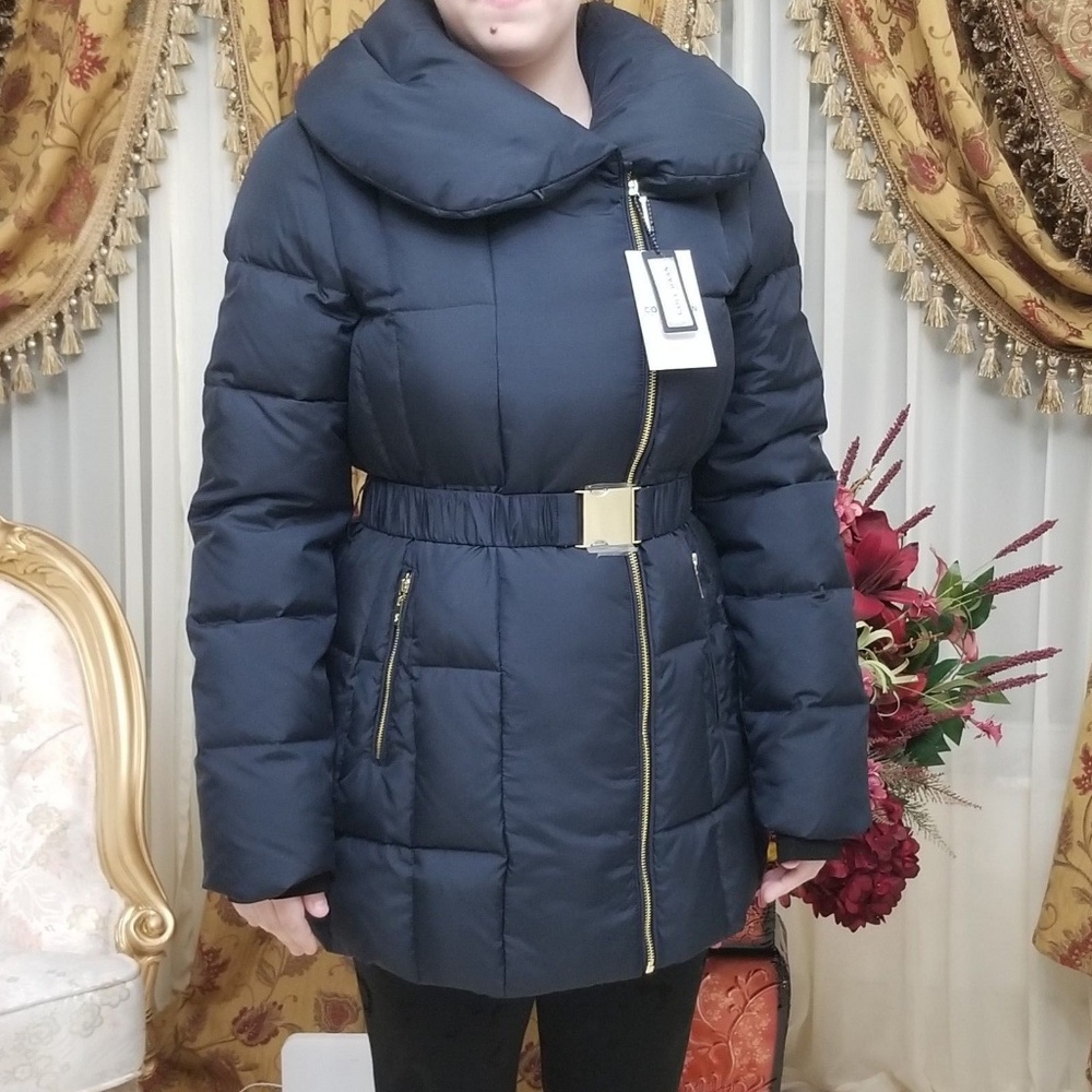 Cole Haan Quilted Oversize Collar Down Coat - Picture 7 of 8